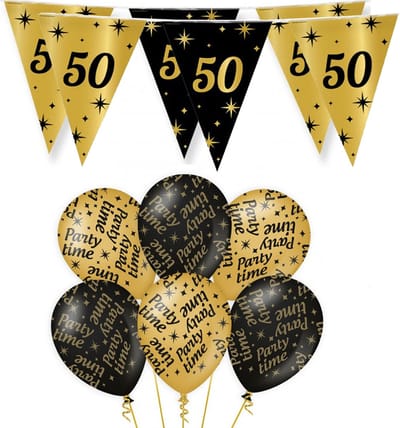 Paperdreams - Verjaardag 50 jaar feest pakket zwart/goud party-time