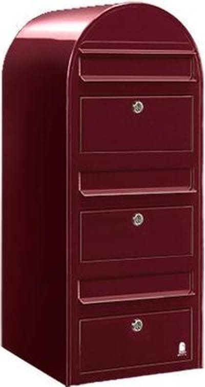 Brievenbus Bobi Trio Bordeaux Rood