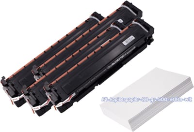 KATRIZ® huismerk Toner CF530A Zwart + CF531A Cyaan + CF532A Geel + CF533A Magenta- HP205A - 4 stuks + Kopieerpapier-A4-80GR-500vellen-wit | Geschikt voor Color LaserJet Pro M180n MFP / Color LaserJet Pro M181fw MFP