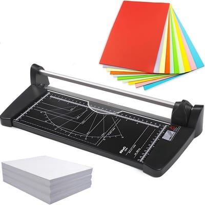 Handmatige Papiersnijder - Metalen Guillotine - Nauwkeurig Snijden - Rolmes Veiligheidsbescherming - Snijdt 10 Vel - Zilver