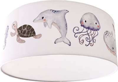 Plafondlamp Zeedieren wit- Kinderkamer plafondlamp - Plafondlamp Under the sea - Lamp voor aan het plafond