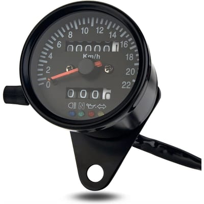 Compteur de vitesse mécanique rétro personnalisé pour moto Cafe Racer, avec indicateur LED, odomètre, 220 km/h