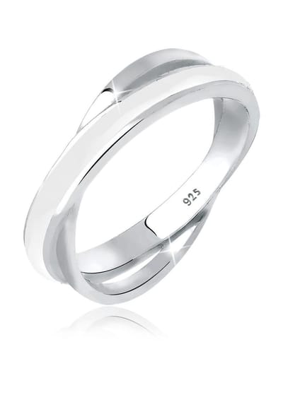 Elli - Ring - Dames Wikkel Modern met wit Emaille in 925 Sterling Zilver - Dames