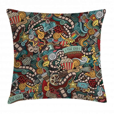 ABAKUHAUS Gekritzel-kussenhoes – Decoratieve kussenhoes – 60x60 cm – Dubbelzijdig bedrukt – met rits – Rubin Teal