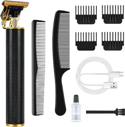TIM® Professionele Tondeuse - Tondeuse Mannen - Carbon Draadloze Tondeuse - IPX5-Waterdicht - Tondeuse hoofdhaar - Haartrimmer - Tondeuses - Trimmer Mannen - Complete Set - Zwart - 21cm x 8cm x 5cm