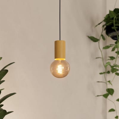 EGLO Pozueta 1 Hanglamp - E27 - Ø 6,5 cm - Zwart/Bruin - Staal/Hout