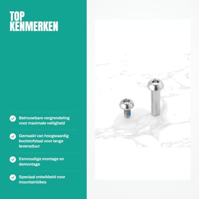 Dailygoods- Schroeven 2 Sets - M8 Vrouwelijke Nagel 29mm - Subnagels 12mm - Koolstofstaal - Halve Cirkel Zeshoek - Zilveren Bevestiging - Fietsschroeven