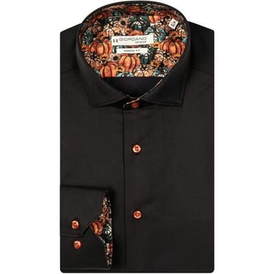 Giordano Overhemd Maggiore Semi Cutaway Autumn Contrast Fabric Zwart / male