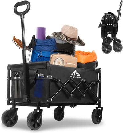 Opvouwbare Steekwagen 350kg - Zwarte Rolwagen met All-Terrain Wielen