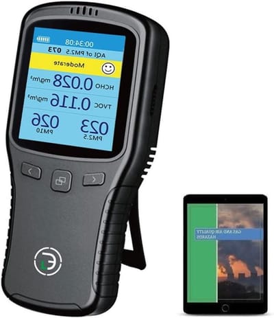 Luchtkwaliteit Monitor - Luchtmeter Formaldehyde - Binnenlucht Meten - Drie Sensoren - 2.8 inch LCD - Goud