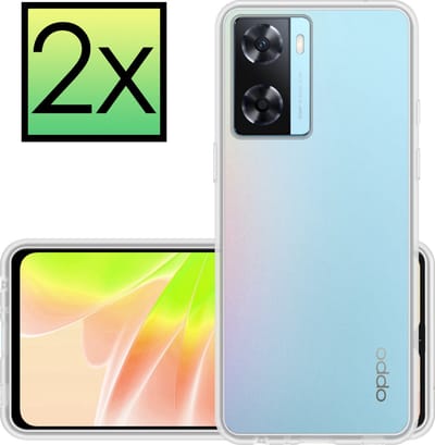 Hoesje - 2 Stuks - Geschikt voor OPPO A57s - Sterk & Shockproof - Case Siliconen - Back Cover - Telefoon Hoes - Transparant