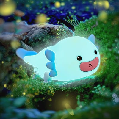 Blauwe Axolotl Nachtlamp voor Kinderen, Schattige Dieren LED Tafelverlichting, Oplaadbare Bedlampje en Slaapkamer Decoratie