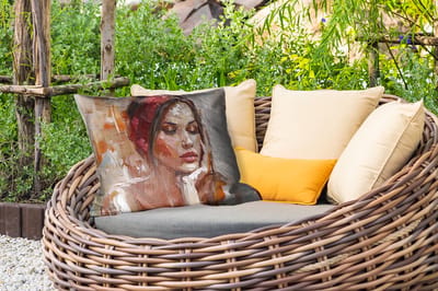 Buitenkussens - Tuin - Vrouw - Verflook - Portret - Modern - 50x30 cm