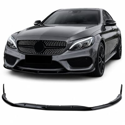 Spoiler Lip Geschikt voor Mercedes c klasse w205 pre facelift van 2014-2018 AMG Pakket Voorspoiler Glans zwart