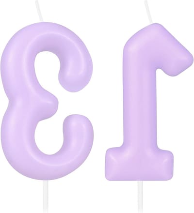 Verjaardagskaarsen Cijfer - Taart Decoratie - Feestelijke Viering - Macaron Pastel Stijl - 2 Stuks - Paars