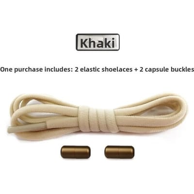 Elastische kleur halfronde capsule veters zonder strik, metalen gesp luie veters geen strik veters, schoenaccessoires beige