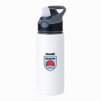 Hacebo® - swimming met je eigen naam waterfles met rietje zwart - Zwemmen - sport liefhebbers - mensen die houden van zwemmen - zwemdiploma - zwemcadeau - verjaardagscadeau - verjaardag - cadeau - kado - geschenk - gift - water fles - 650ML