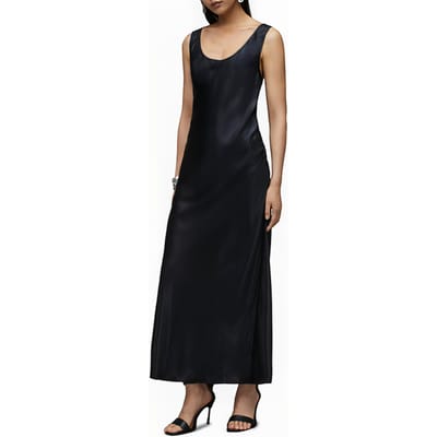 AllSaints Cody Dress Squid Ink Blue Size: 4 | Leather Dresses Outlet | Dames | Zwart