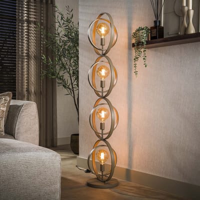 PS-Collection Vloerlamp Turn Around 4-lichts - Beige-Metaal - vloerlampen woonkamer, vloerlamp zwart, vloerlamp industrieel, vloer lamp, vloerlampen landelijk, staande lampen woonkamer, staande lampen, staande lamp industrieel