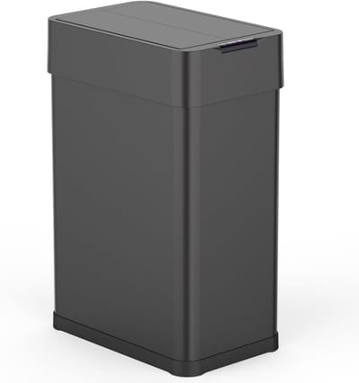 Black Afvalemmer voor de keuken, automatisch, 60 l, roestvrij staal, met omsnoering, vlinderopening, grote inhoud