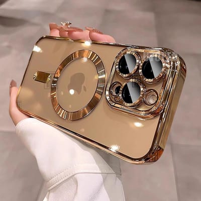 Nieuwe Plating Valpreventie TPU Telefoonhoesje Voor iPhone 16 15 14 13 12 11 Pro Max Plus Magsafe Magnetisch Heldere Lens Film Zachte Cover For iPhone 14