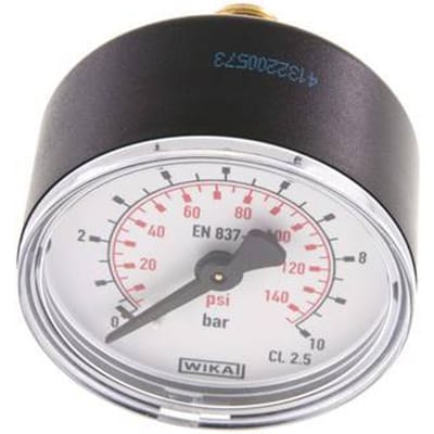 0..10 Bar Manometer Achteraansluiting Kunststof/Messing 50 mm Klasse 2.5