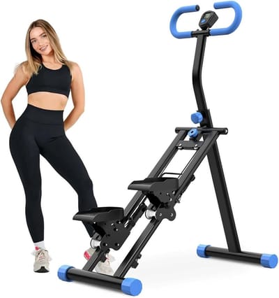 Opvouwbare Trapstepper - Cardio Klimmachine - Full Body Training - 90% Voorgemonteerd - Verstelbaar Stuur - Zwart