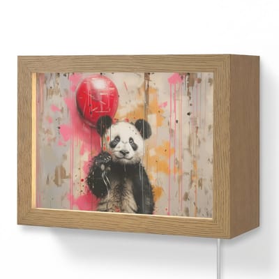 Wandlamp 20x15 cm - Oplaadbaar - Graffiti - Panda - Ballon - Street art - Dier - Wandlampen binnen woonkamer - Slaapkamer lamp met kabel - Decoratieve nachtlamp - Vloerlamp snoer