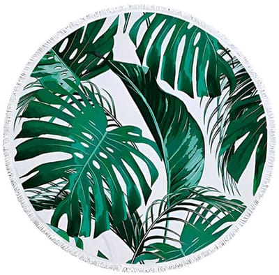 Vivva - Rond Strandlaken - Strandhanddoek - Badlaken - Microfiber Strandhanddoek - Rond - (Leaf) - CUBALINKA