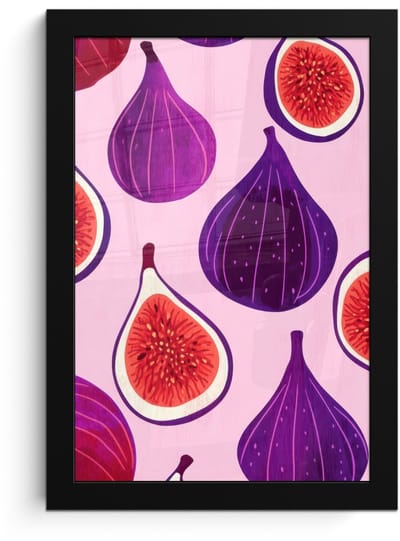 Poster in lijst - Fotolijst 20x30 cm - Posters - Vijgen - Roze - Paars - Posterlijst zwart - Decoratie - Wanddecoratie woonkamer - Muurdecoratie slaapkamer