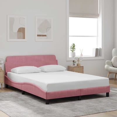 vidaXL - Bedframe - met - hoofdeinde - "Dover" - 120x200 - cm - fluweel - roze