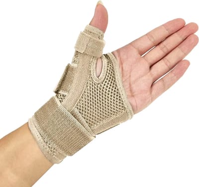 Duimbrace - Polsbrace - Duimbandage – Polsbandage - Middenhandsbrace - Hand- en Polsbrace - Polssteun voor Artritis - Links en rechts - Bruin/beige