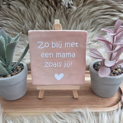 Robuust wenstegeltje – Zo Blij met een Mama zoals Jij – 10x10 cm – Lief Cadeau voor Moederdag, Mama's Verjaardag of Zomaar voor Mama – Wanddecoratie – Trendy nu
