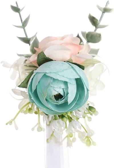 Polsbloemen - Bruidsbloemen Armband - Bruiloft Decoratie - Handgemaakt Zijde - 7 x 12 cm - Groen