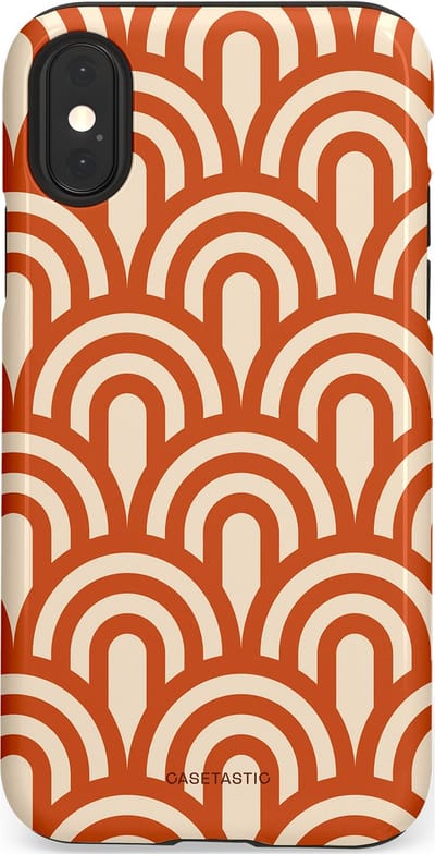Casetastic hoesje geschikt voor Apple iPhone X / Apple iPhone XS - Dubbellaagse bescherming - Oranje Bogen Parade - Fashion Case - Terracotta Crème