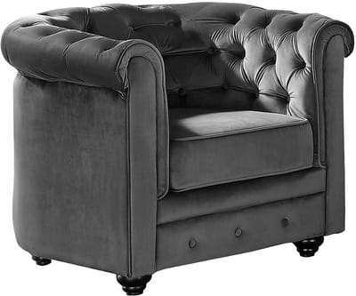 Vente-unique Fauteuil CHESTERFIELD - velours - antraciet