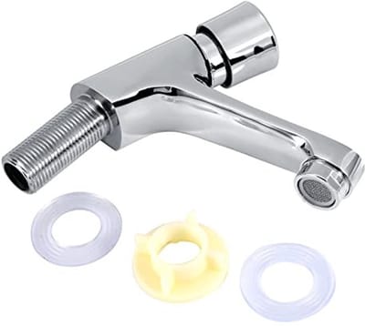 Dailygoods- Kraan Verchroomd Messing - Koudwaterkraan - Badkamerinstallatie - Drukknop Waterkraan - Hoogwaardig Materiaal - Duurzaam en Robuust - Wastafelkraan