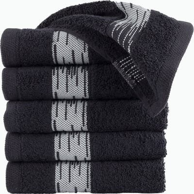 Homéé® Gastendoekjes Essentials 550g. m² 30x50cm 100% katoen badstof set van 6 stuks zwart