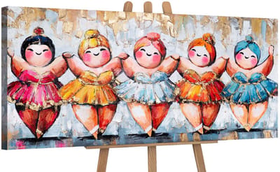 Canvas schilderij panoramisch 115x50 handgeschilderd kleurrijk ensemble abstract – YS-Art Gallery – Vrolijke wanddecoratie voor woonkamer – Modern schilderij voor hal