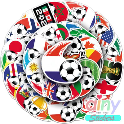 Ainy Voetbal Stickers 51 stuks voor bullet journal, fotoalbum, wenskaarten, laptop, telefoon, waterfles, ook geschikt als muursticker, skateboard stickers, graffiti stickers, stickervellen voor kinderen en volwassenen