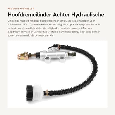 Dailygoods- Hoofdremcilinder Gloednieuw - Hydraulische Rempomp - Aluminiumlegering - Geschikt voor Motorfiets - Achterste Voetremcilinder - Inclusief Reservoir