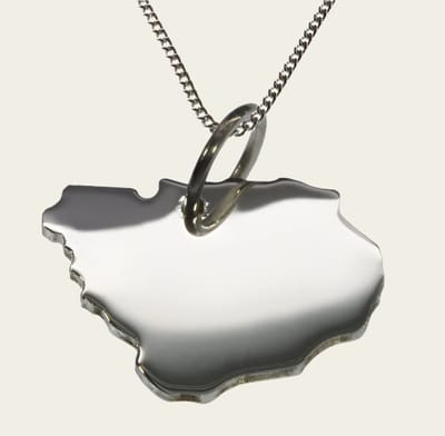 Zilveren Landkaart Uruguay ketting hanger