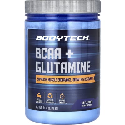 BodyTech, Poudre BCAA + Glutamine, Non aromatisée, 14,4 oz (409 g)