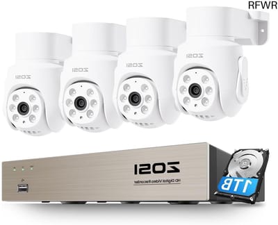 RFWR® 1080p Bewakingscameraset met 5MP DVR Recorder en 1TB HDD – 4X 2MP CCTV Camera's met 360° Pan & Tilt