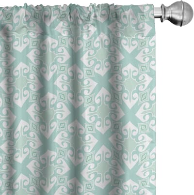 ABAKUHAUS – Mintgroen-Wit Voorhangen 2x75x225 cm – Mikrofaser