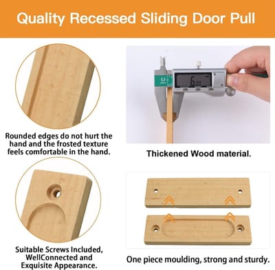 Dailygoods- Schuifdeurtrekken Houten Rechthoekig - 2 Stuks - Inbouw - Flush Pull - Modern Design - Comfortabele Aanraking - Deurgrepen