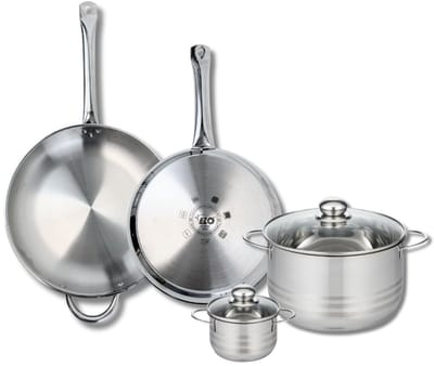 Set van 2 Bakpannen 28 en 32 cm en 2 Kookpotten 12 en 24 cm Elo Profi Brillant