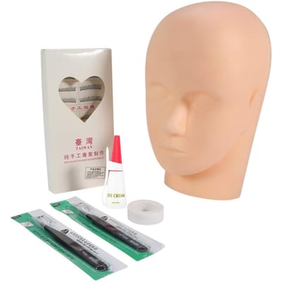 Nouveau Mannequin Tête d'Entraînement Modèle Faux Cils Extension de Cils Kit d'Outils d'Entraînement white