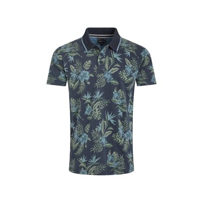 Weird Fish Heren Sarat Bedrukt Poloshirt (Marine)
