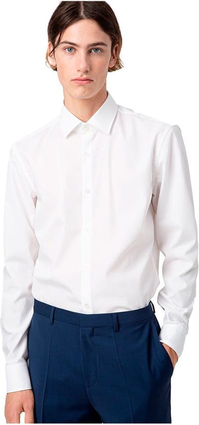 HUGO Kenno slim fit overhemd - popeline - wit - Strijkvriendelijk - Boordmaat: 43